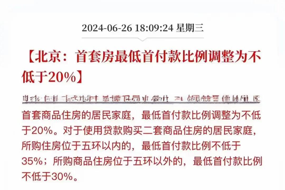 現在北京房子首付比例是多少是不是30