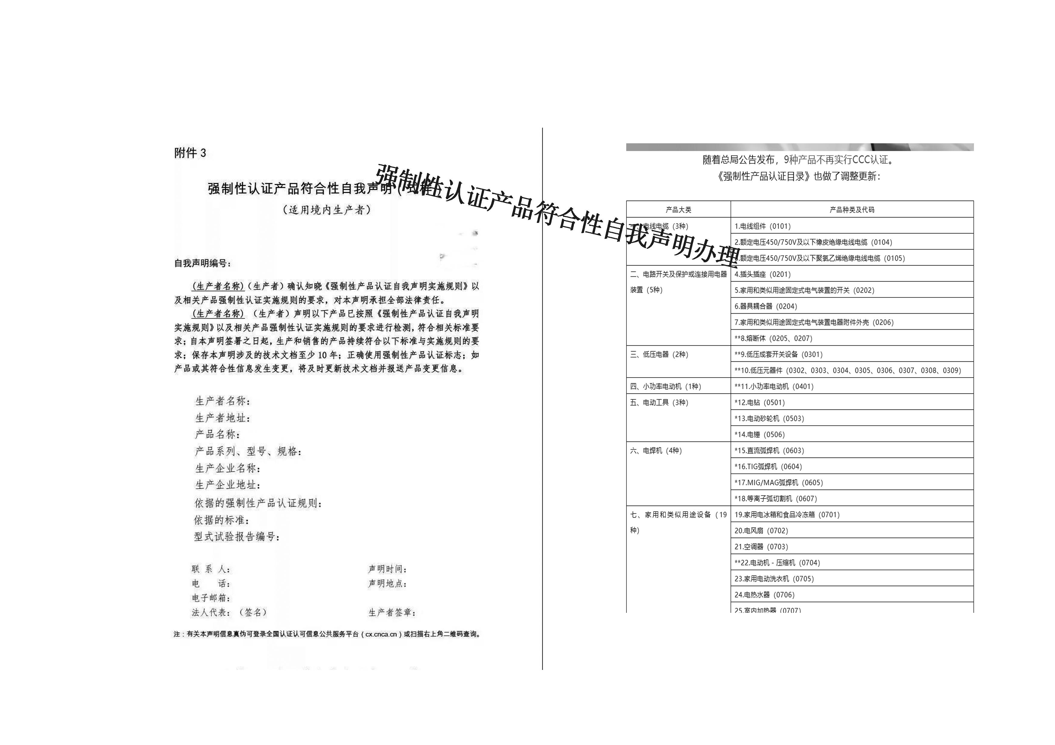 關注這些產品CCC證書轉換為自我聲明評價方式視頻