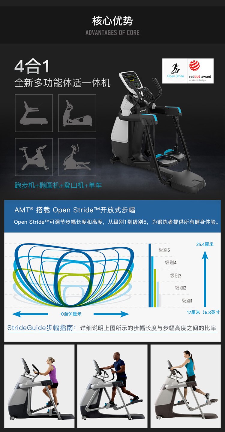 美國必確體適能運動機,AMT100i踏步機,PRECORTRM835