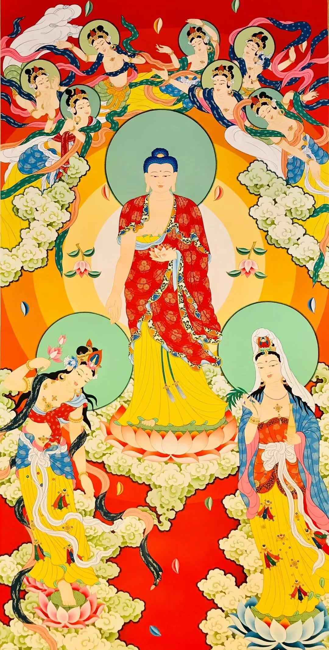 西方三圣神像西方極樂世界的大勢至菩薩,阿彌陀佛
