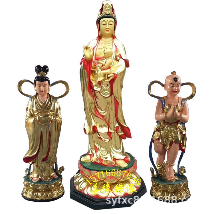 南海普陀山觀世音神像觀音殿脅待善財童女神像佛像塑像
