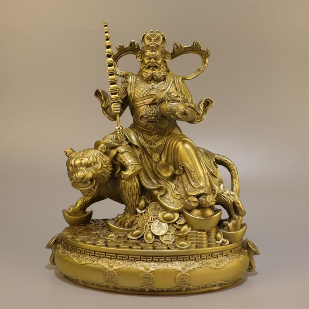武財神趙公明騎虎神像黑虎將軍神像寺廟塑像供應財神爺神像