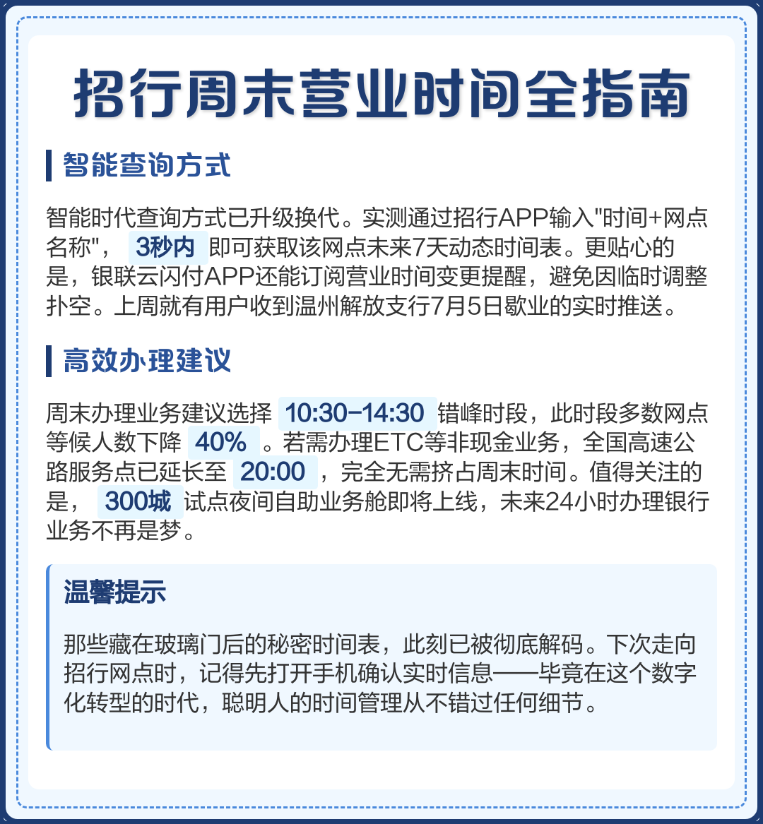 招商銀行周末營業時間是什么時候