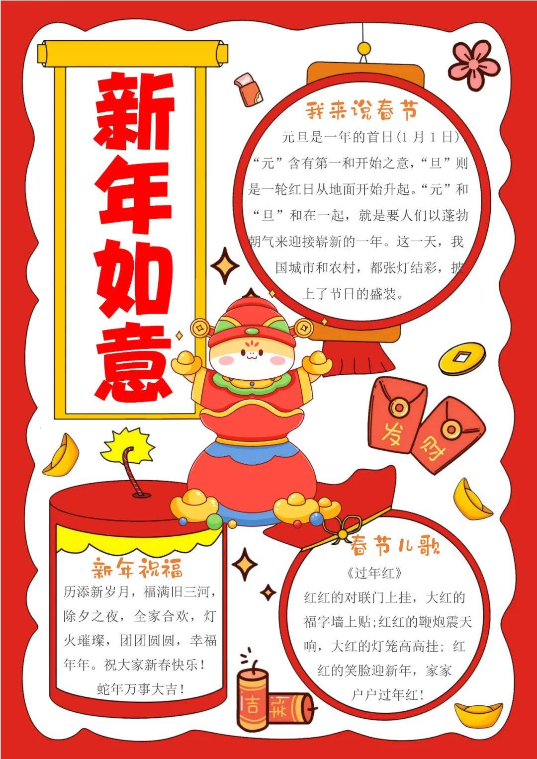 我們的節日春節手抄報內容怎么寫
